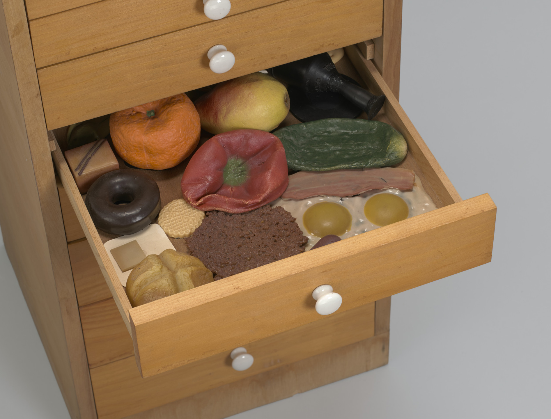 Various Artists, George Maciunas, John Lennon, Jean Dupuy, George Brecht, Ben Vautier, Robert Watts, Geoffrey Hendricks, Takako Saito, Mieko Shiomi, Larry Miller, Ay-O, Claes Oldenburg, Joe Jones. Flux Cabinet. 1975-77