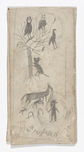 Bill Traylor. Owls in Tree/Shoeing Mule. c. 1939