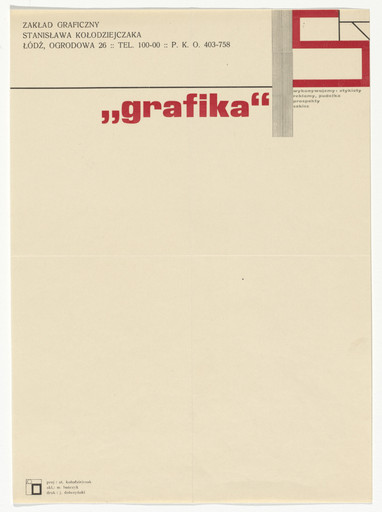 "a.r." group. Zaklad graficzny Stanisława Kolodziejczaka (Graphics firm of Stanisław Kolodziejczak) letterhead. 1930s