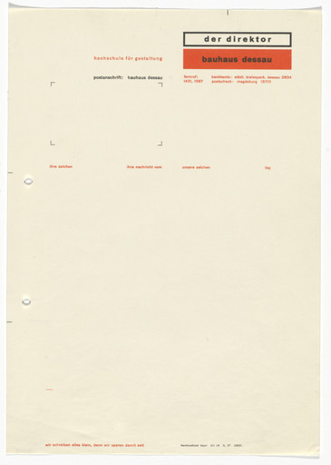 Herbert Bayer. Der Director Bauhaus Dessau letterhead. 1927