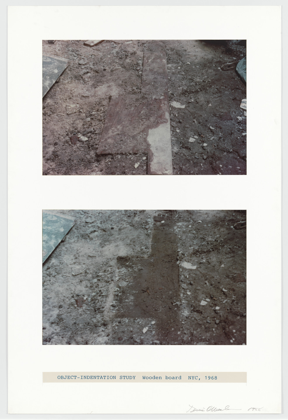Dennis Oppenheim. Object-Indentation Study (Wooden Board). 1968