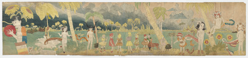 Henry Darger. At Jennie Richee At shore of Aronburg Run River... (recto); Untitled (Girl swinging on vine) (verso). n.d.