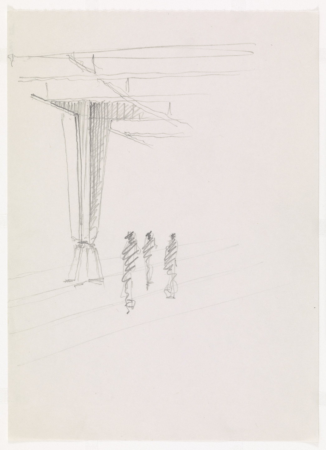 Ludwig Mies van der Rohe. Ron Bacardi y Compania, S.A., Administration Building, project, Santiago, Cuba, Column. Perspective. c. 1957-60