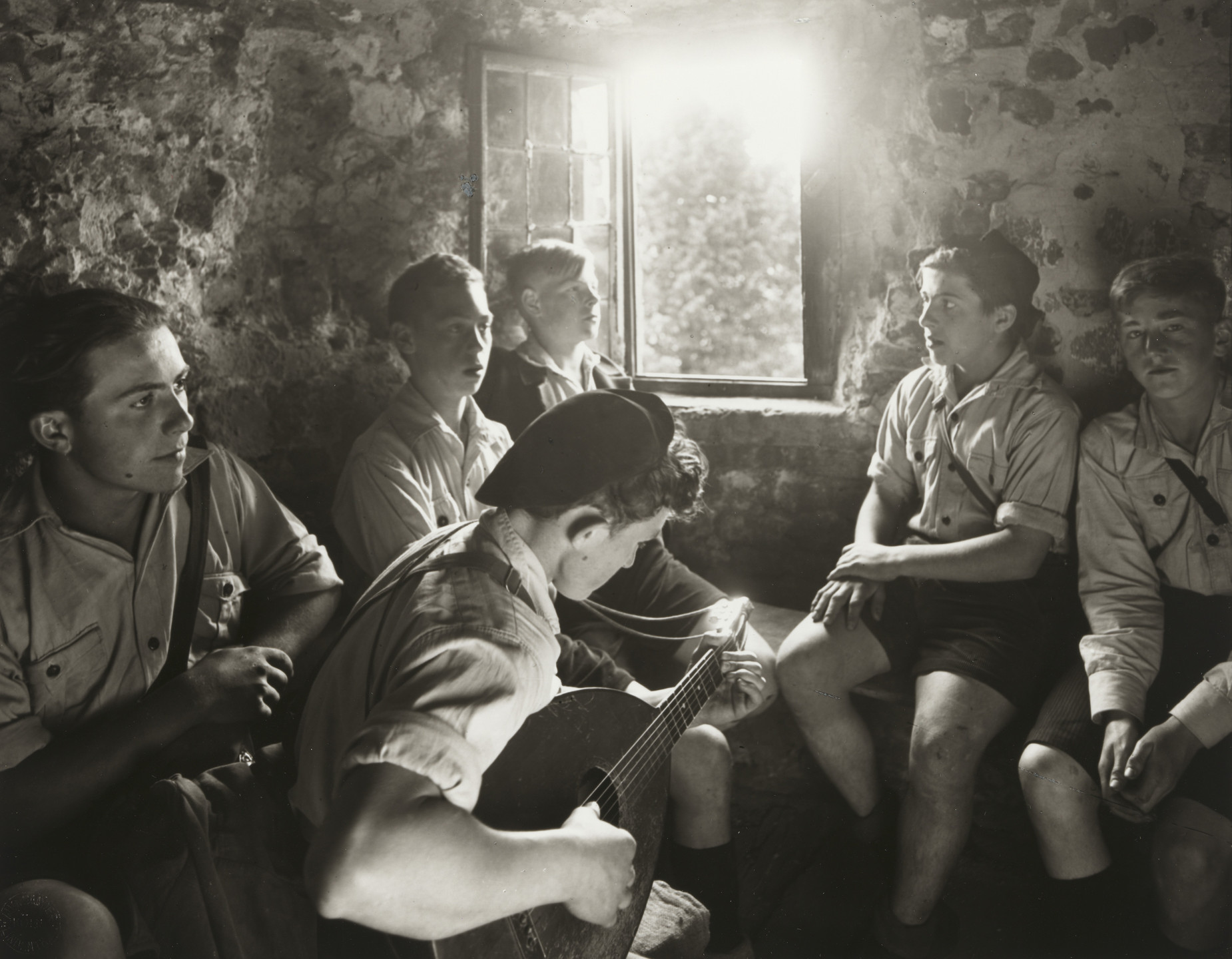 August Sander. Catholic Wandervögel Hikers in the Old Mill at Zons. 1928