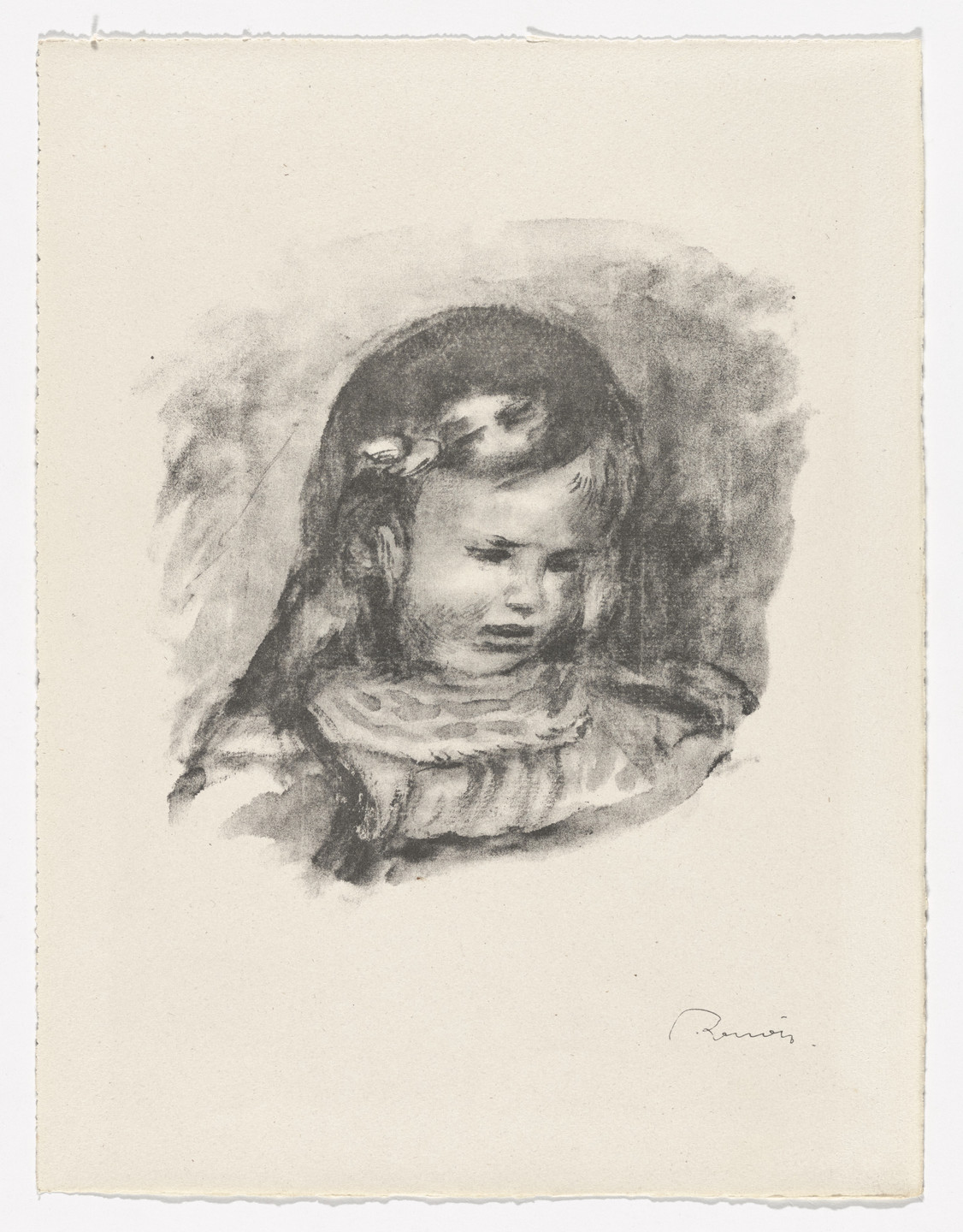 Pierre-Auguste Renoir. Claude Renoir, Looking Down (La Tête baissée) from Twelve Original Lithographs by Pierre-Auguste Renoir (Douze lithographies originales de Pierre-Auguste Renoir). c. 1904, published 1919