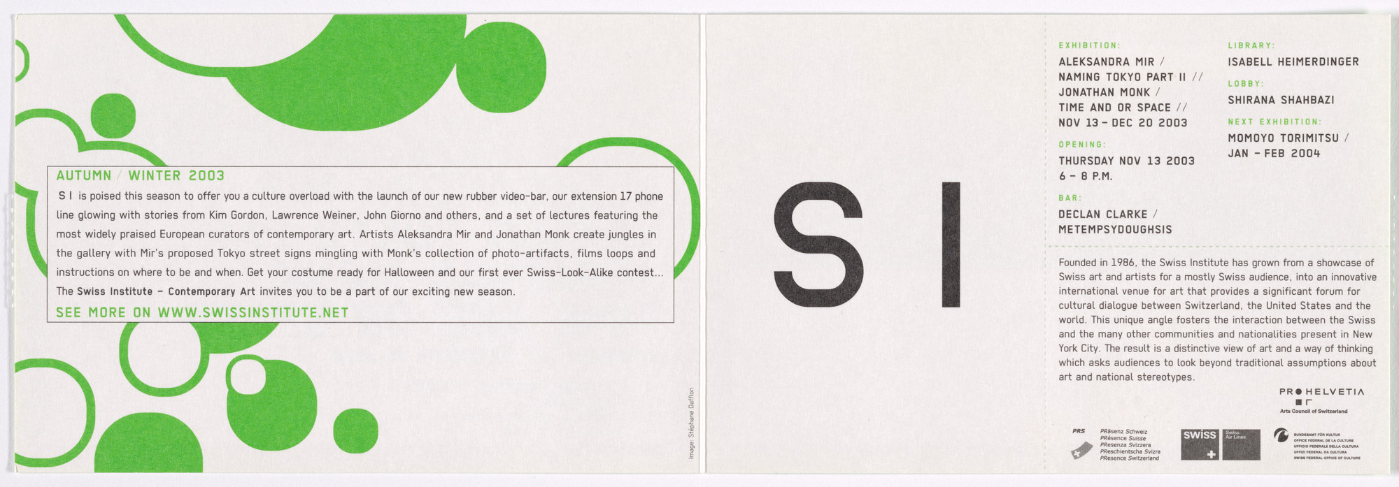 Aleksandra Mir. Invitation to Naming Tokyo (part II), Swiss Institute Contemporary Art, New York, November 13–December 20, 2003. 2003