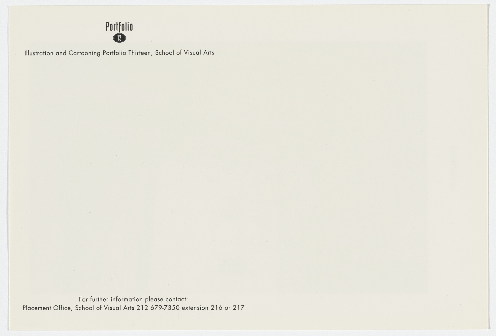 Aleksandra Mir. Annoucement card for Illustration and Cartooning Portfolio Thirteen, School of Visual Arts, New York, 1991. 1991