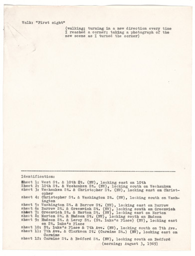 Vito Acconci. Walk: "First Sight". 1969