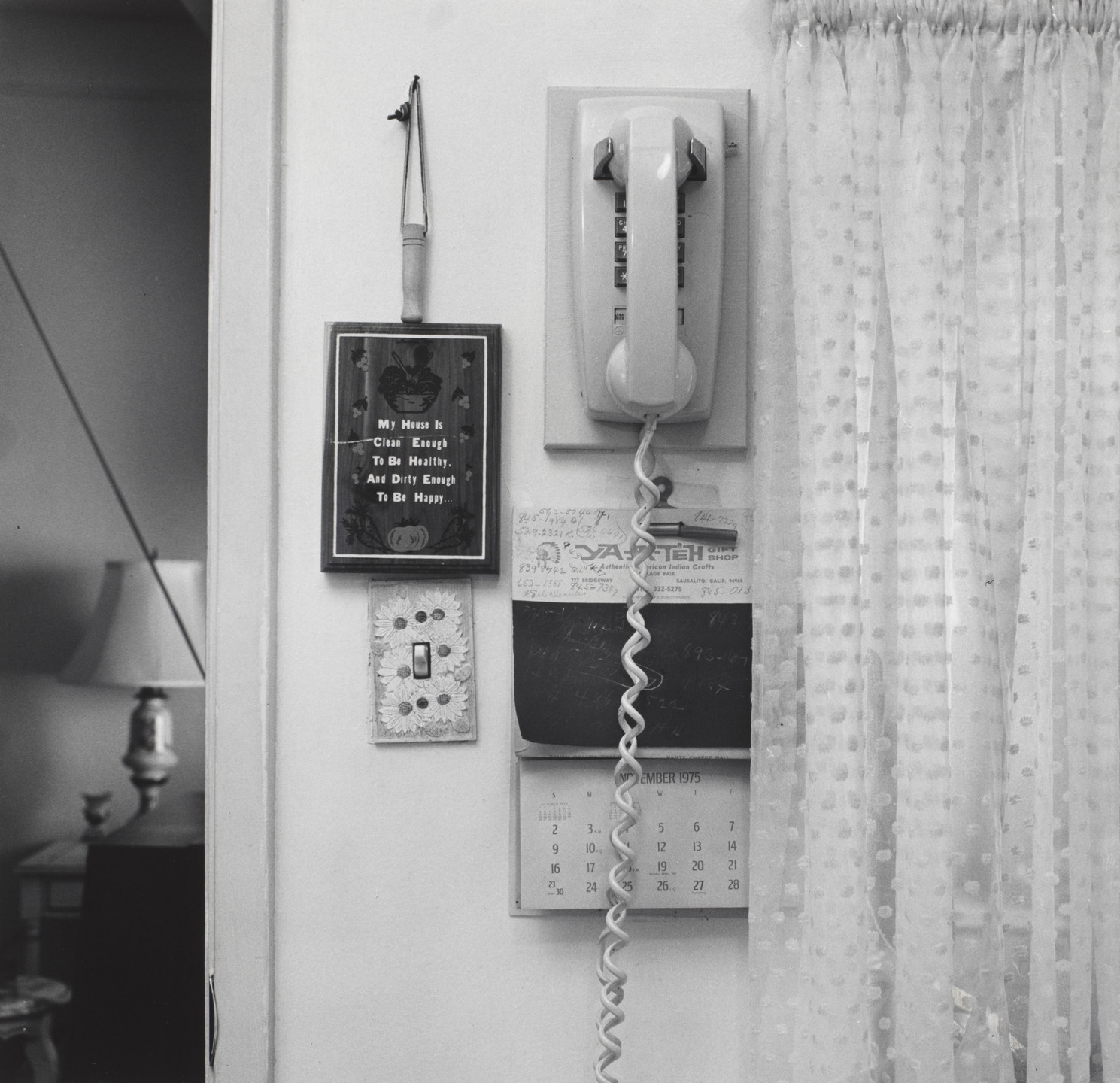 Joanne Leonard. Memo Center with Clean House Plaque, CA. 1975