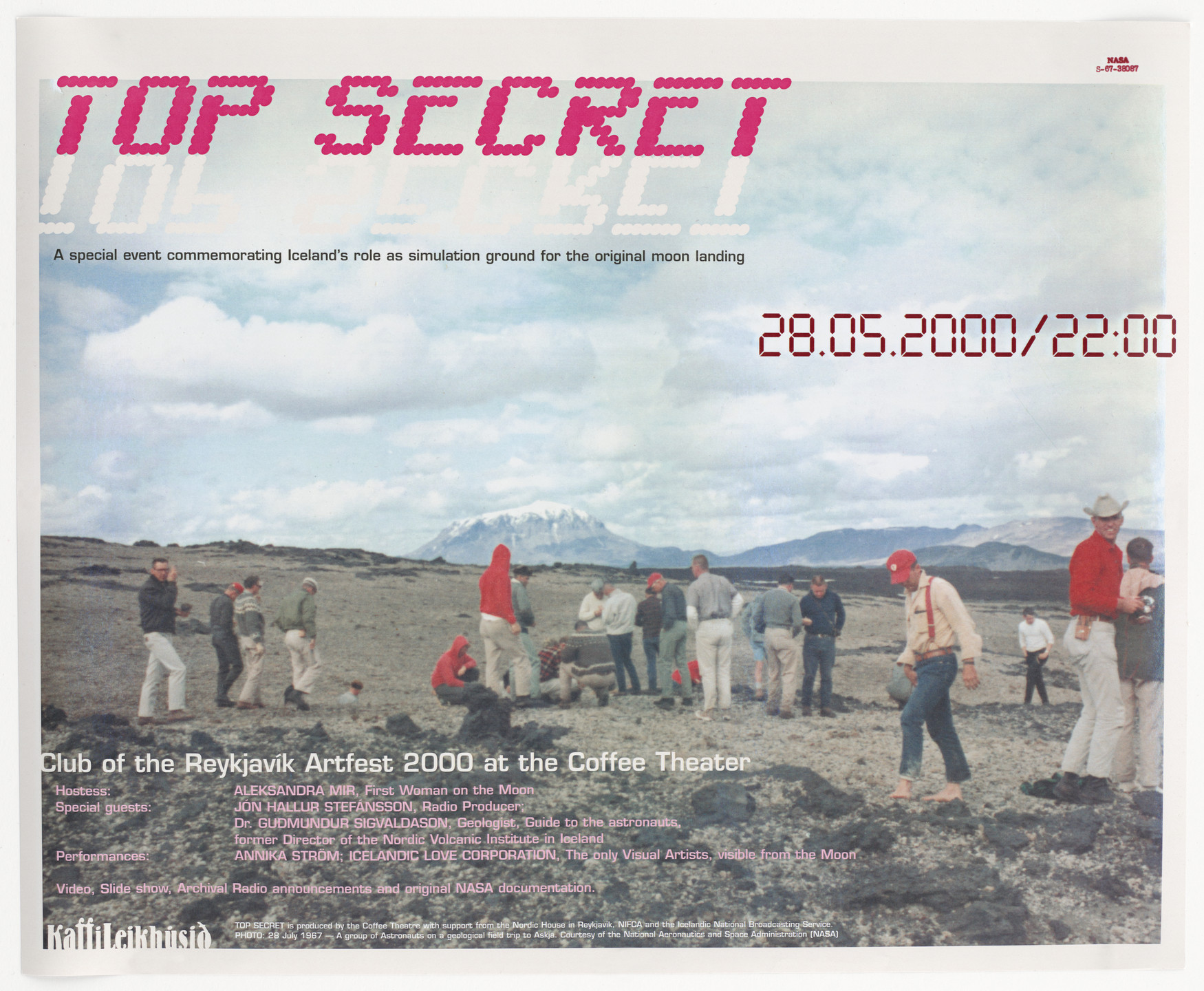 Aleksandra Mir. Poster for Top Secret, Kaffibarinn, Reykjavik, May 28, 2000. 2000