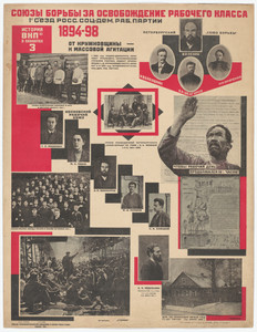 Unions of Struggle for the Liberation of the Working Class. The First Congress of the Russian Social-Democratic Workers’ Party. 1894–98 (Soiuzy bor’by za osvobozhdenie rabochego klassa. 1yi s”ezd Ross. Sots.-Dem. Rab. Partii. 1894–98). Poster no. 3 of 25 