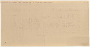 Barcelona Exhibition, German Section, Textile Palace, Barcelona, Spain (Floor plan and elevation of the Construction Palace.)