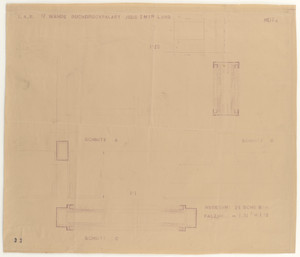 Barcelona Exhibition, German Section, Textile Palace, Barcelona, Spain (Elevations and sections. Book-printing palace. Walls.)