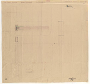 Barcelona Exhibition, German Section, Textile Palace, Barcelona, Spain (Elevations and section. Board for photographs)