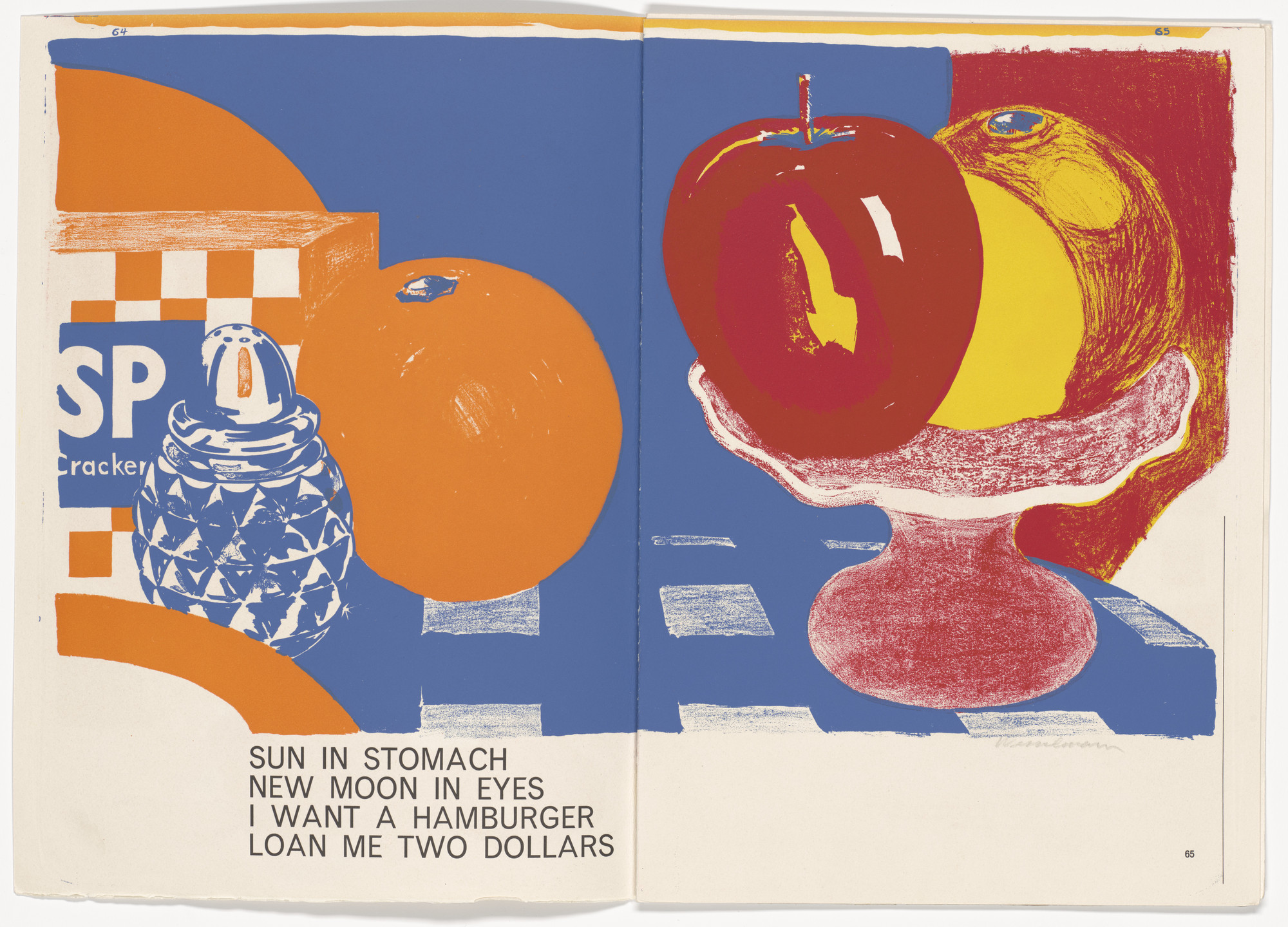 Tom Wesselmann. Double page in-text plate (pages 64 and 65) from 1¢ Life. 1964