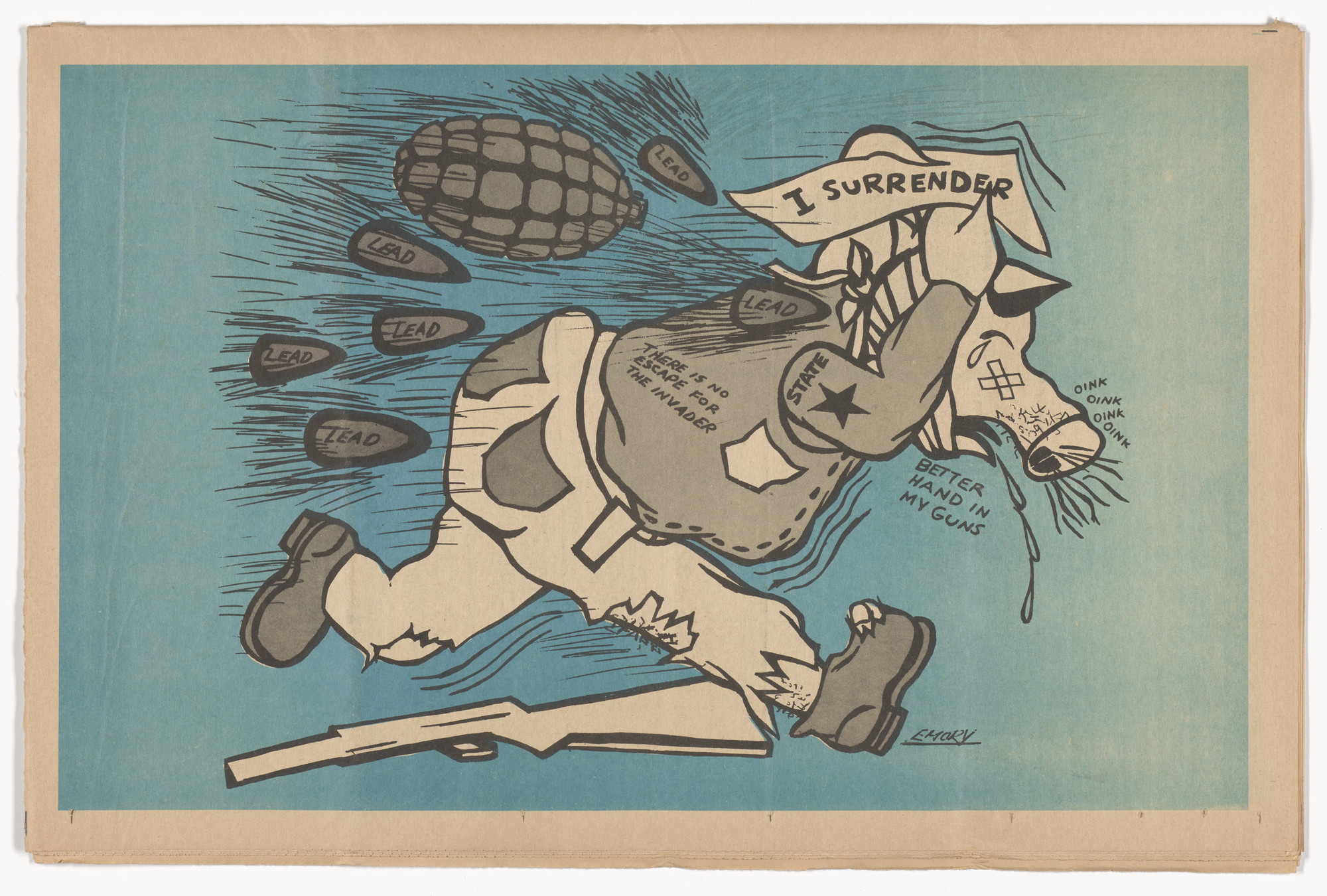 Emory Douglas. The Black Panther Newspaper, vol. 4, no. 8 (We Demand Decent Housing). 1970