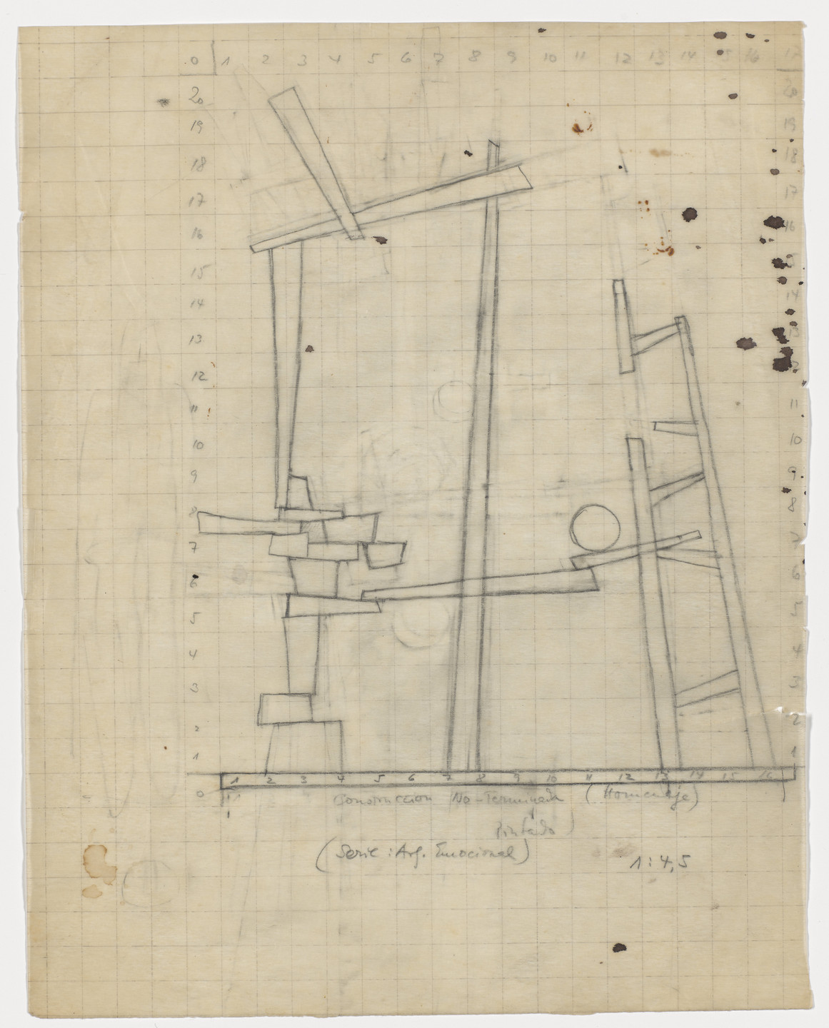 Mathias Goeritz. Sketch of Unfinished Construction II. Posthumous Homage to Daniel Mont. c. 1953
