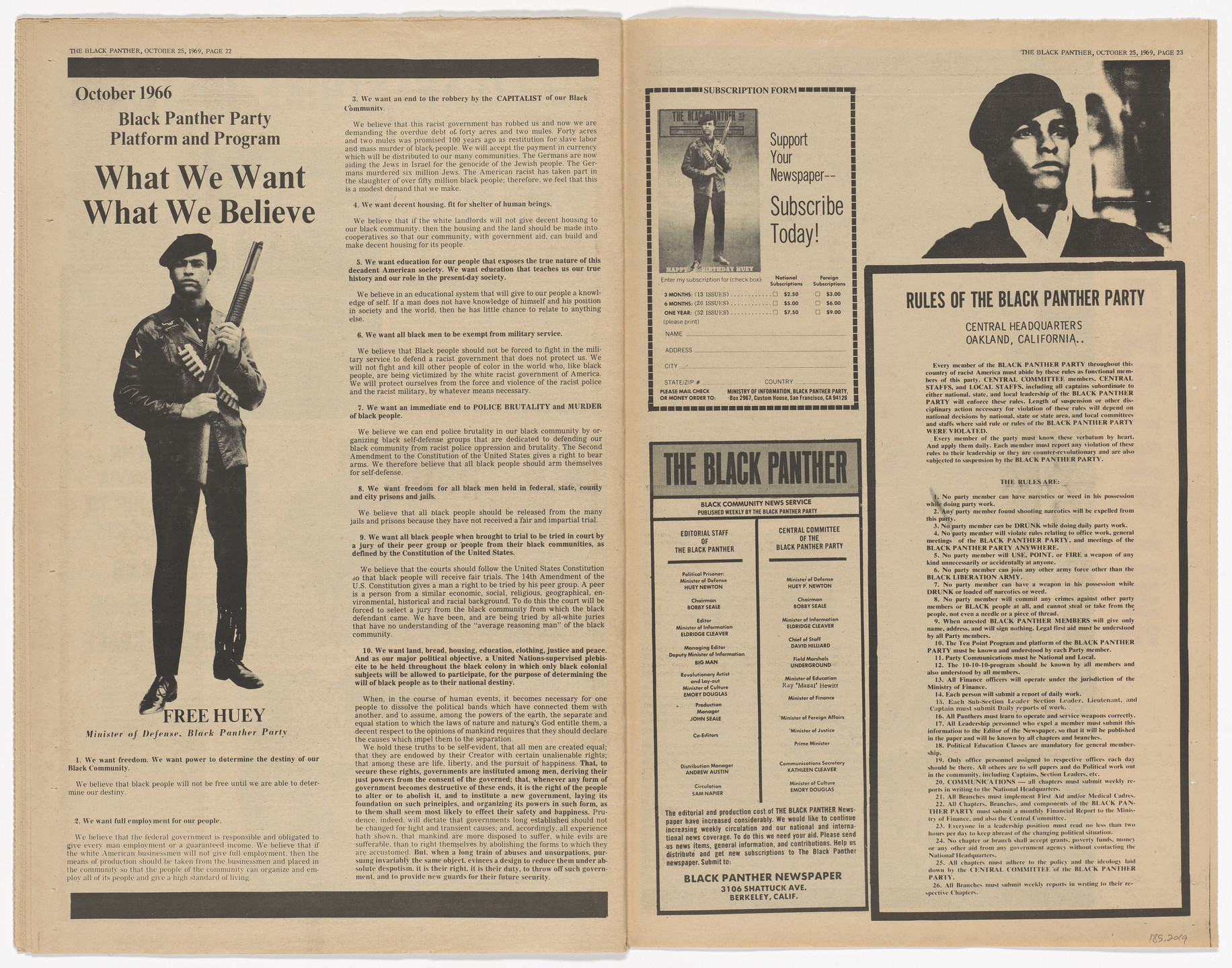 Emory Douglas. The Black Panther Newspaper, vol. 3, no. 27 (Eldridge Cleaver quote). 1969