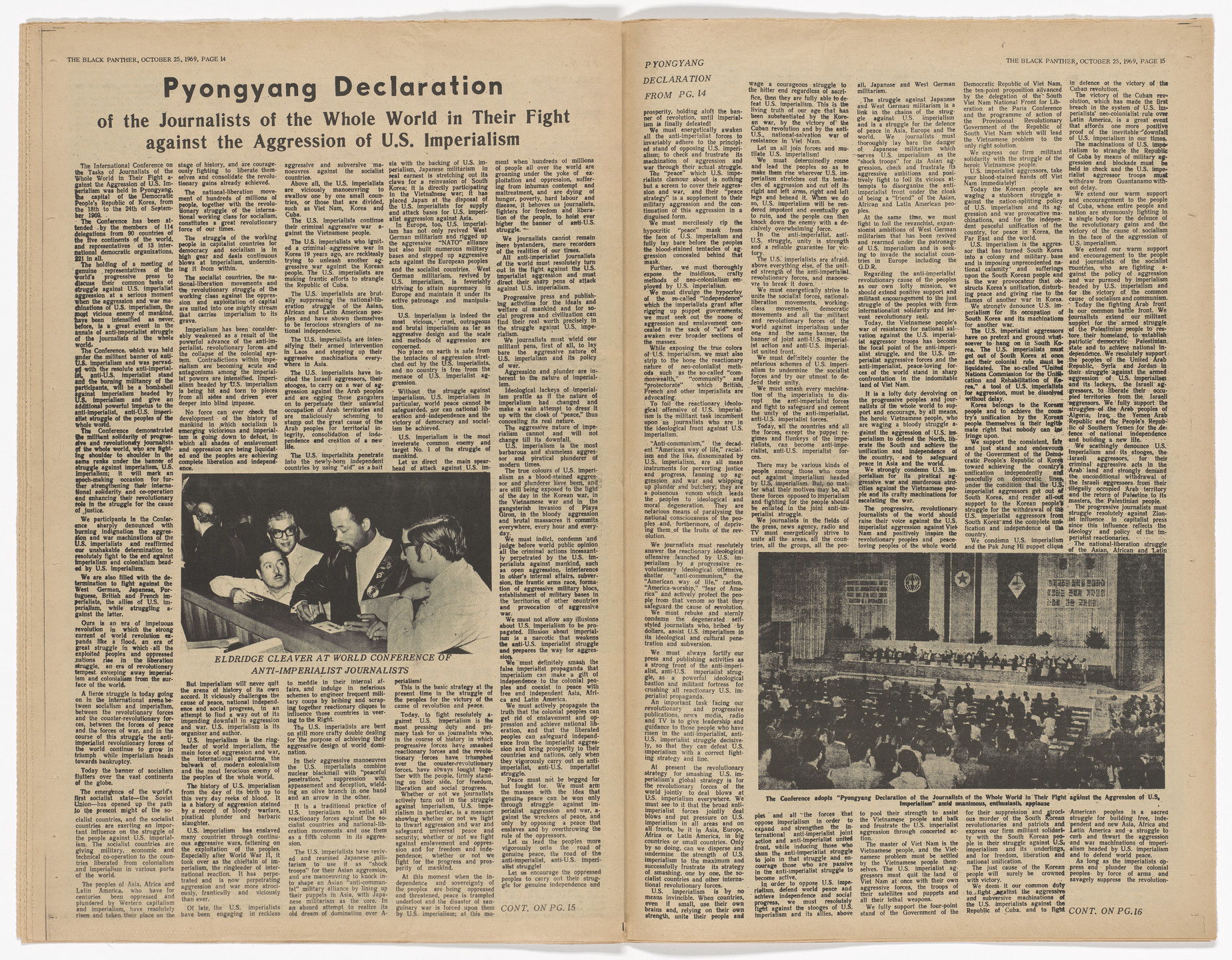 Emory Douglas. The Black Panther Newspaper, vol. 3, no. 27 (Eldridge Cleaver quote). 1969