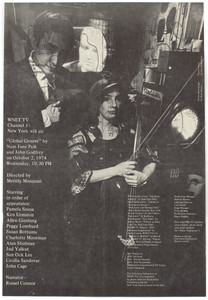 Announcement for the airing of Global Groove by Nam June Paik and John Godfrey, WNET TV, October 2, 1974