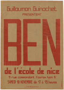 Poster for Ben de l'école de Nice, November 18, 1967