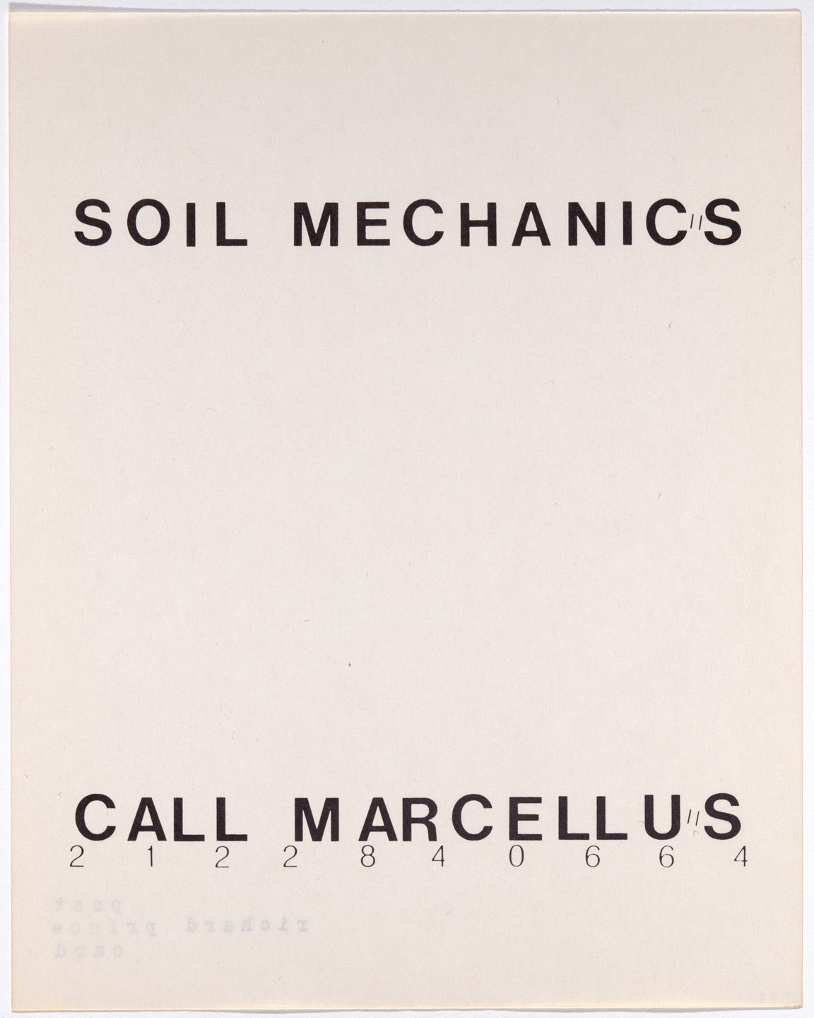 Richard Prince. Soil Mechanics. c. 1978