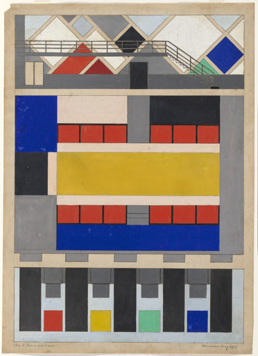 Theo van Doesburg. Preliminary color scheme for floor and long walls of dance hall in Café Aubette, Strasbourg, France. 1927