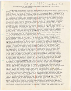 Representation of the Memory of an Energy Cube Organism: Mid-sixties typescript