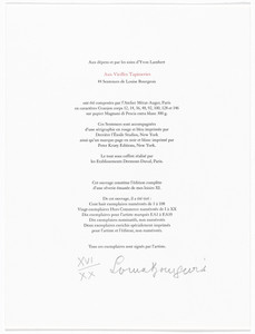 Aux Vieilles Tapisseries: 44 Sentences de Louise Bourgeois