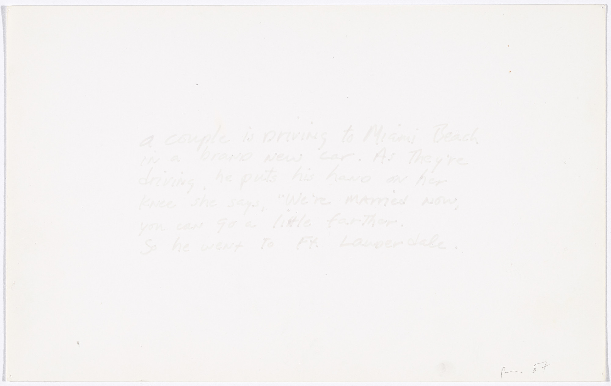 Richard Prince. Untitled (&#34;A couple is driving...&#34;). 1987