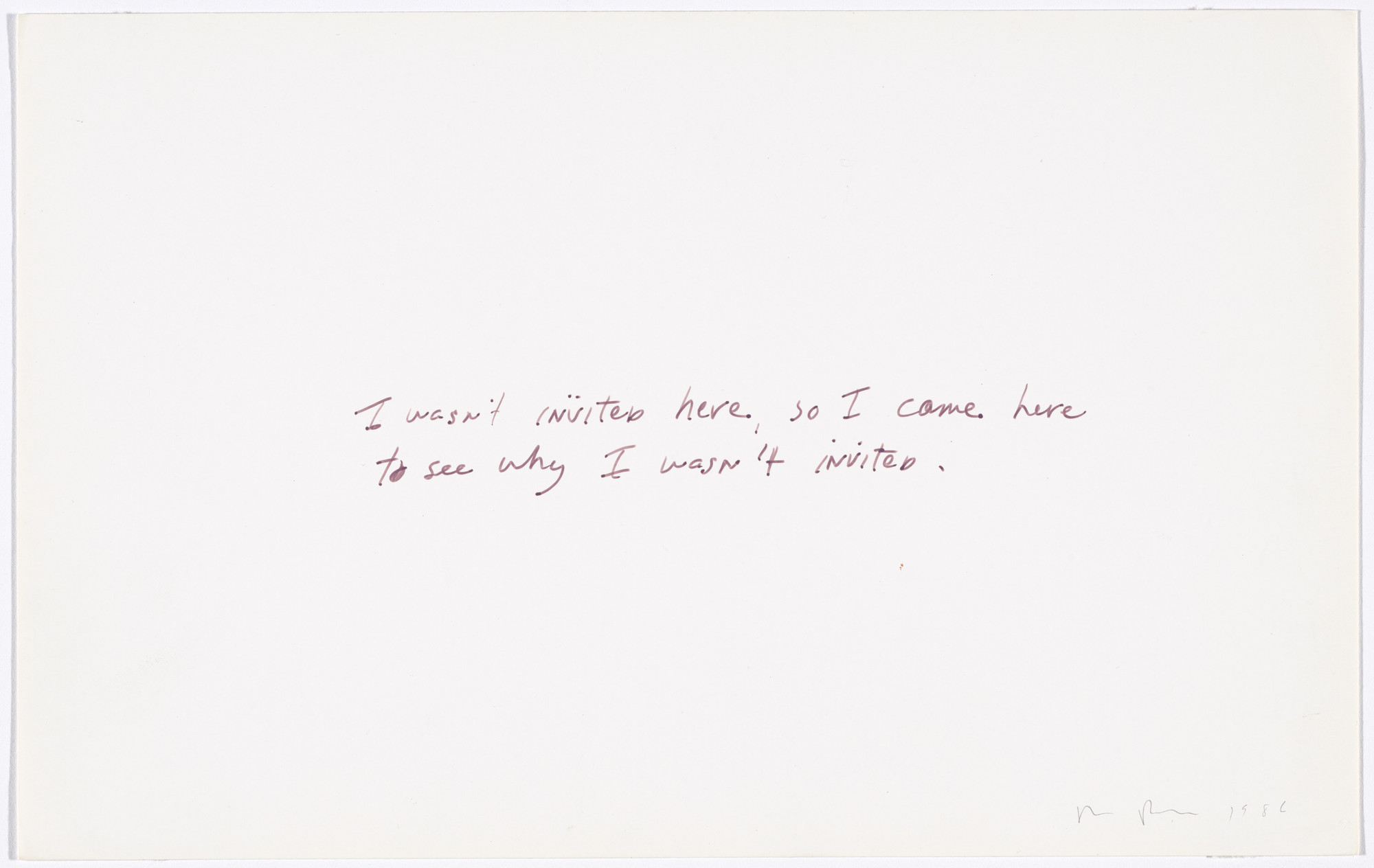 Richard Prince. Untitled (&#34;I wasn&#39;t invited here...&#34;). 1986