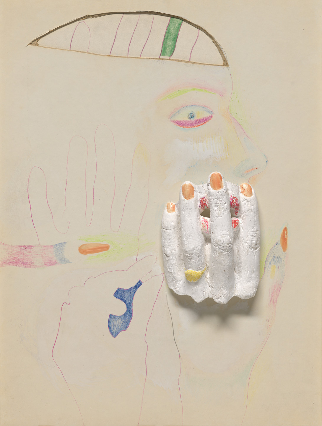 Marisol (Marisol Escobar). Drawing with Sculptured Hand. 1960