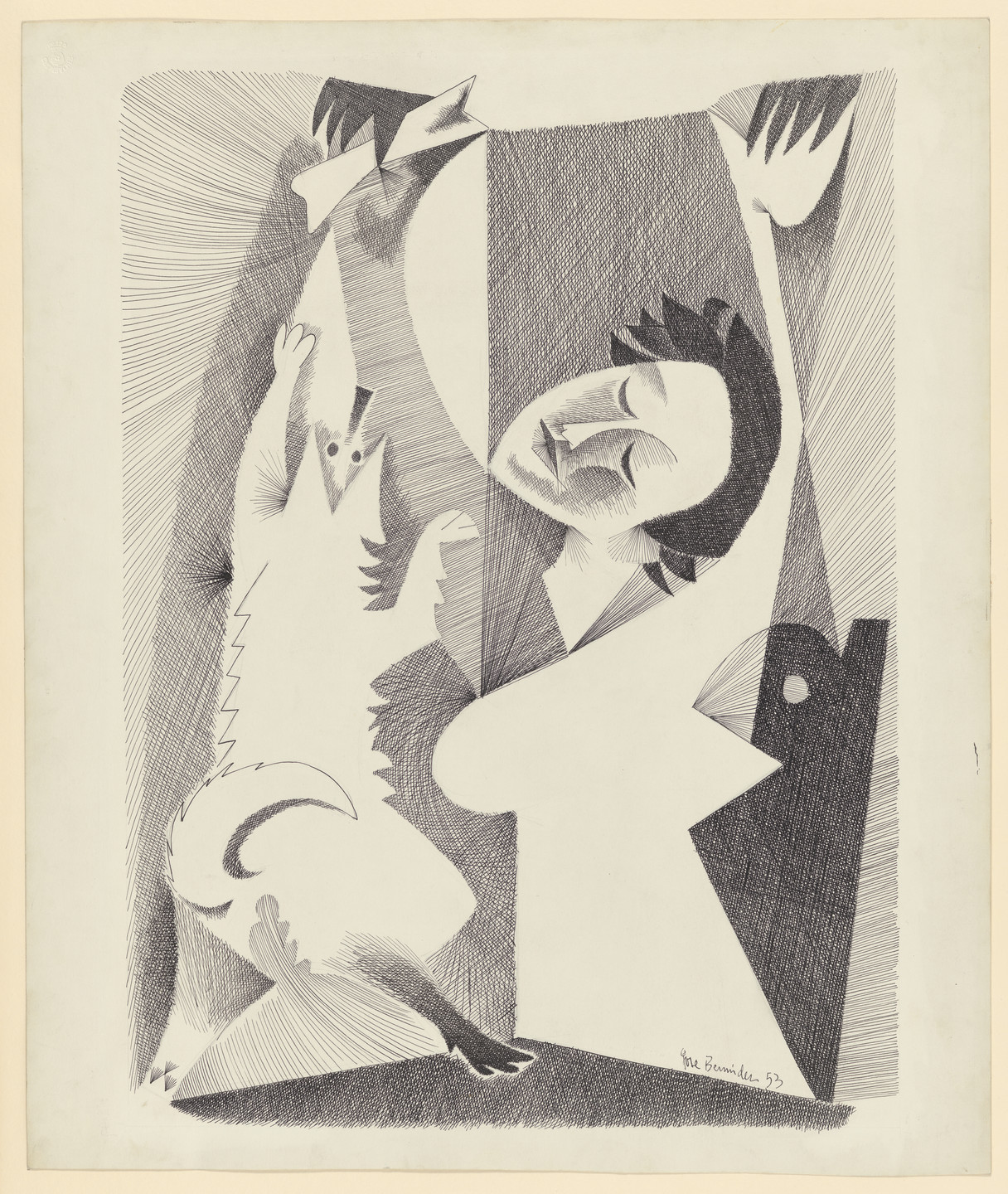José Ygnacio Bermúdez. Girl Playing with Dog. 1953