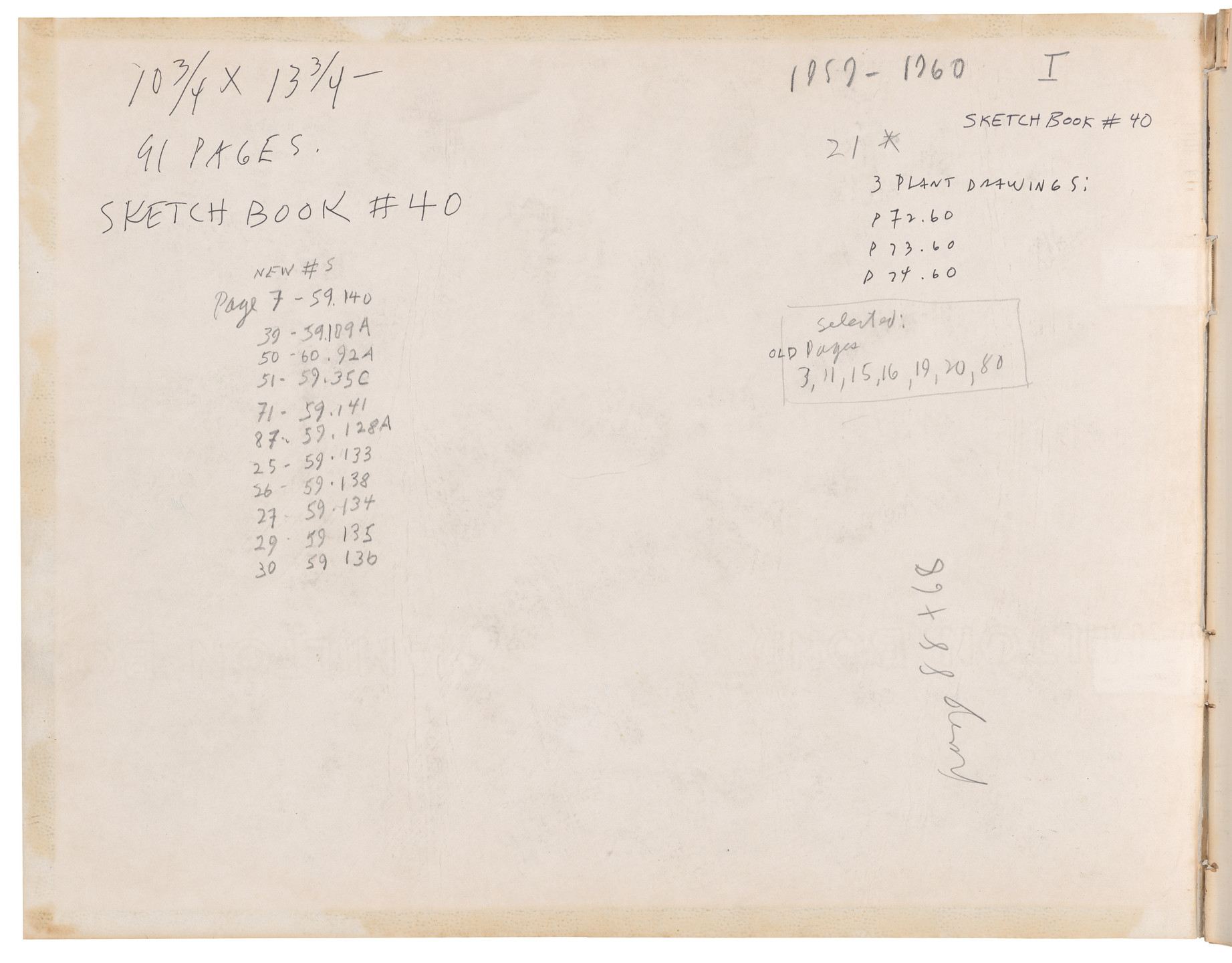 Ellsworth Kelly. Sketchbook #40, New York City. 1959-60