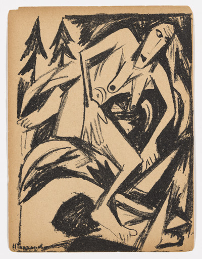 Natalia Goncharova. Plate from the illustrated book Pustynniki; Pustynnitsa. Dve poemy (Hermits; Hermitess: Two Poems). 1913