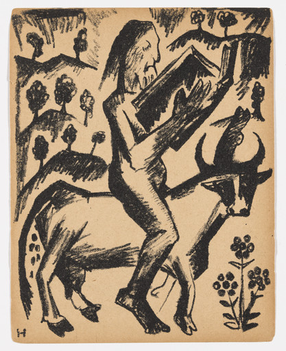 Natalia Goncharova. Plate from the illustrated book Pustynniki; Pustynnitsa. Dve poemy (Hermits; Hermitess: Two Poems). 1913