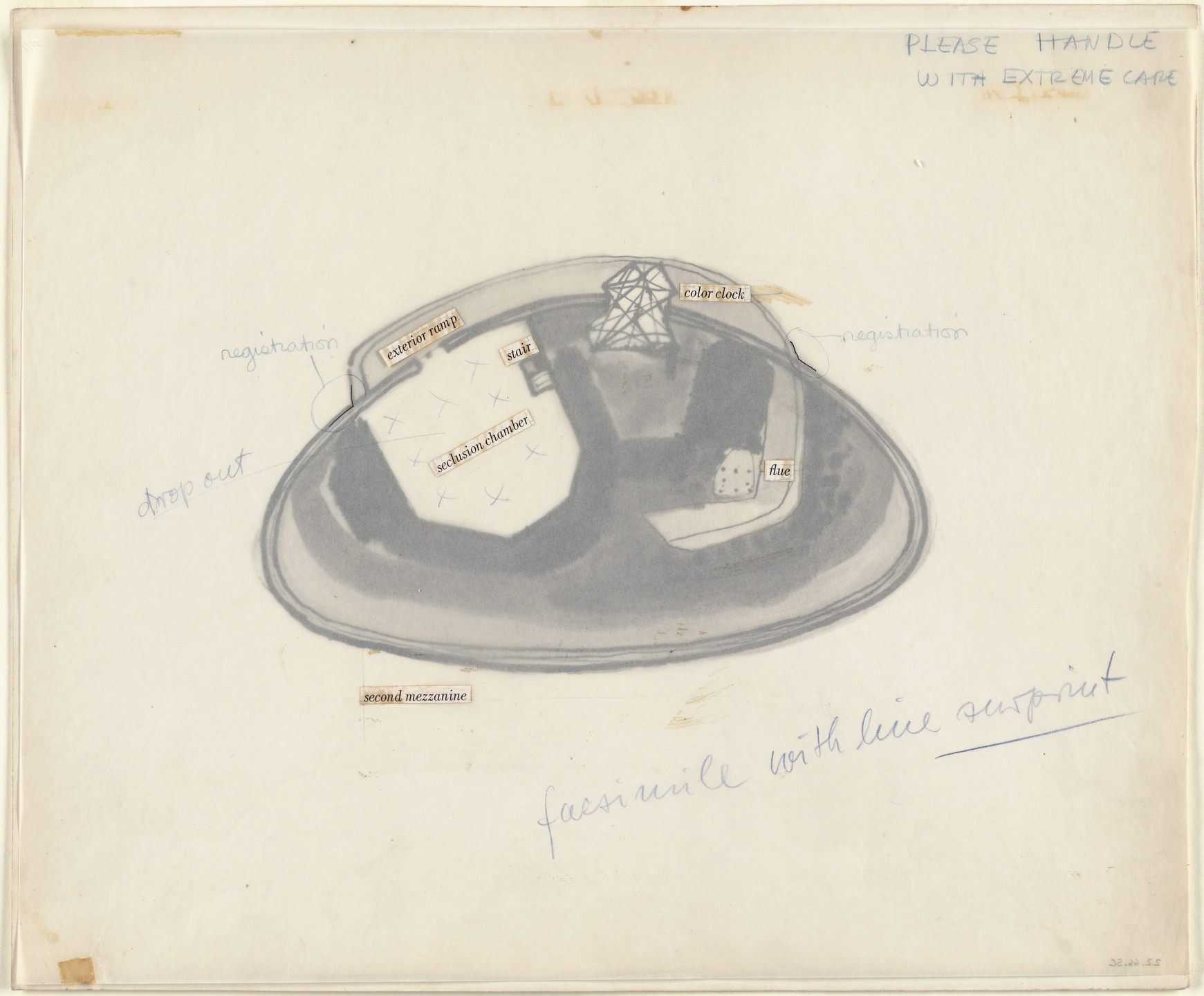 Frederick Kiesler. Endless House Project, Plan of second mezzanine. 1951