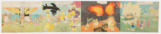 Henry Darger. a) At McCalls run. A demon appears in room. Hands of fire. Torrington imperaled by explosion b) At Jennie Richee During full fury of storm enemy soldiers seize them at the caves mouth and they are strangled to senselessness,. n.d.