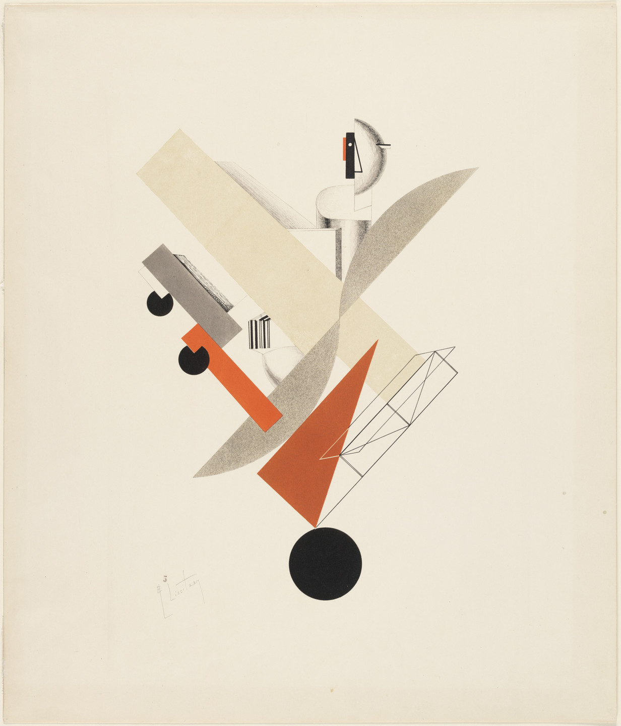 El Lissitzky. The Globetrotter from Figurines: The Three-Dimensional Design of the Electro-Mechanical Show Victory over the Sun (Figurinen, die plastische Gestaltung der elektro-mechanischen Schau Sieg über die Sonne). 1920–21, published 1923