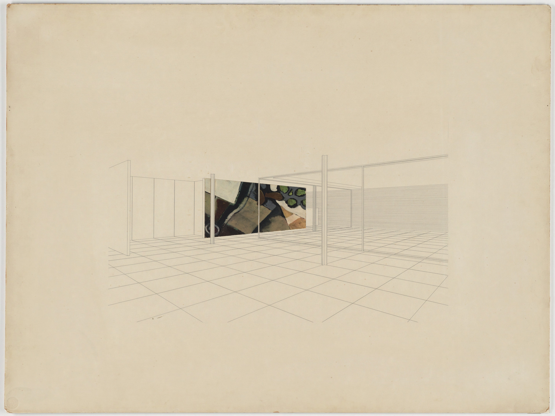 Ludwig Mies van der Rohe. House with Three Courts project (Interior perspective). c. 1938