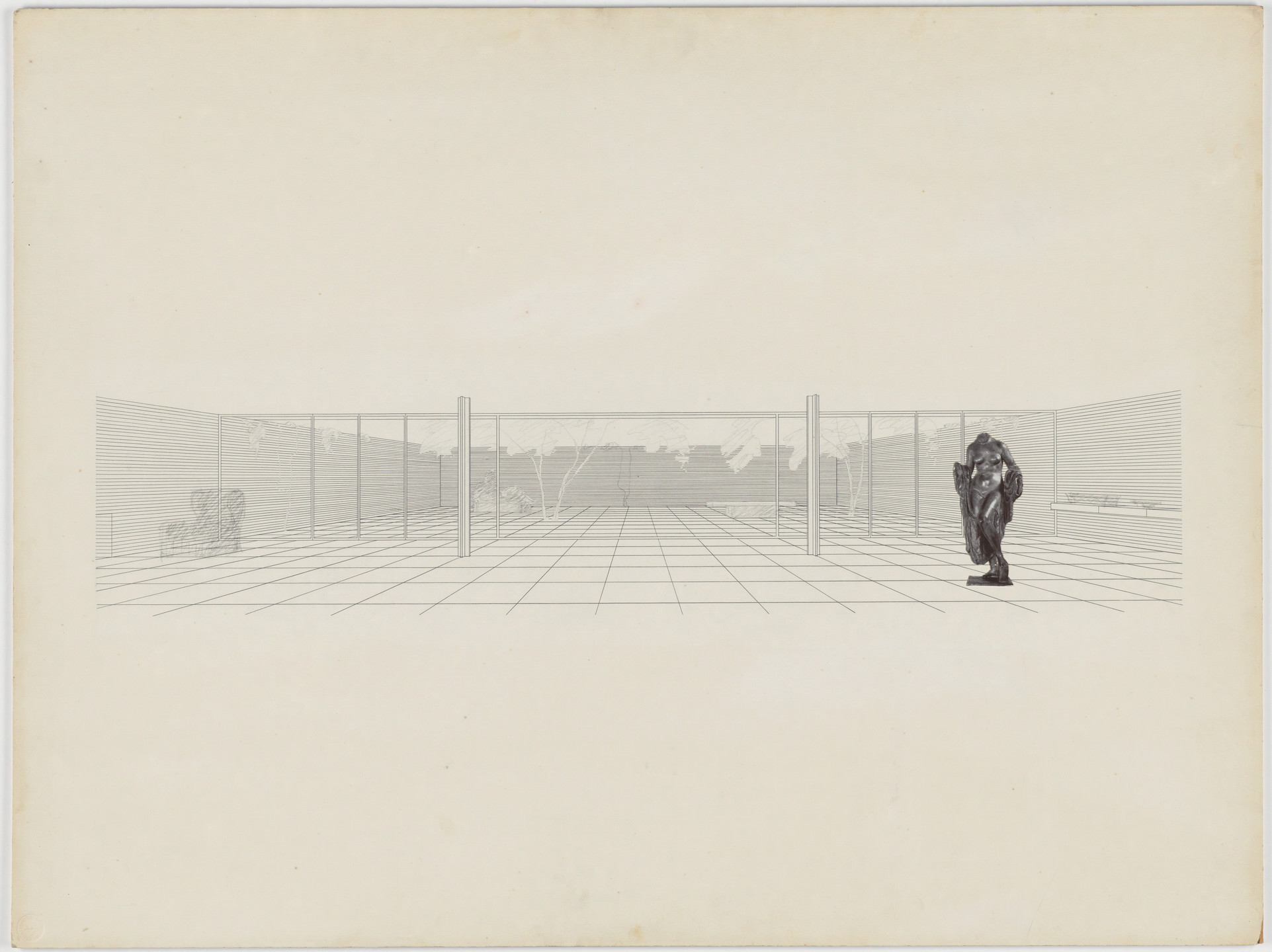 Ludwig Mies van der Rohe. Court House Project, Interior perspective. after 1938