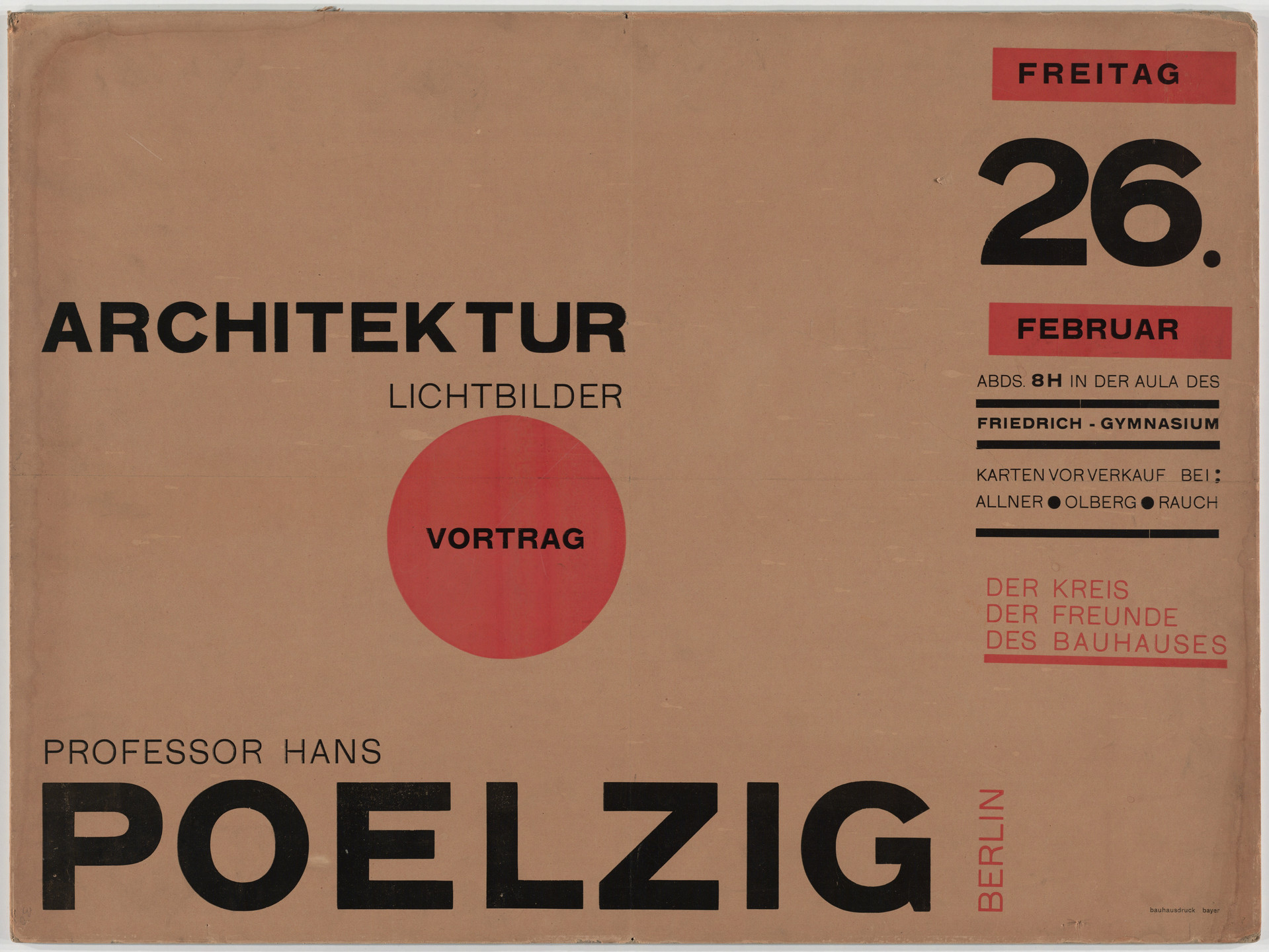Herbert Bayer. Architektur Lichtbilder Vortrag Professor Hans Poelzig. 1926