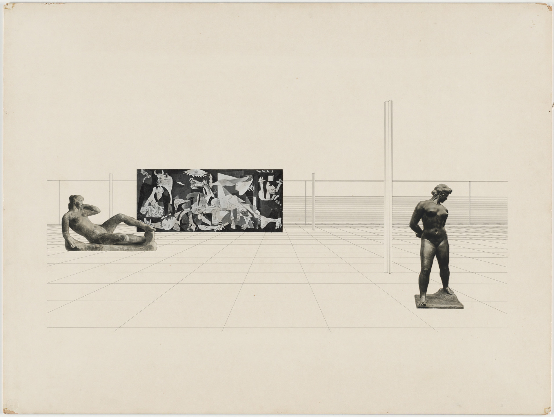 Ludwig Mies van der Rohe. Museum for a Small City project (Interior perspective). 1941-43