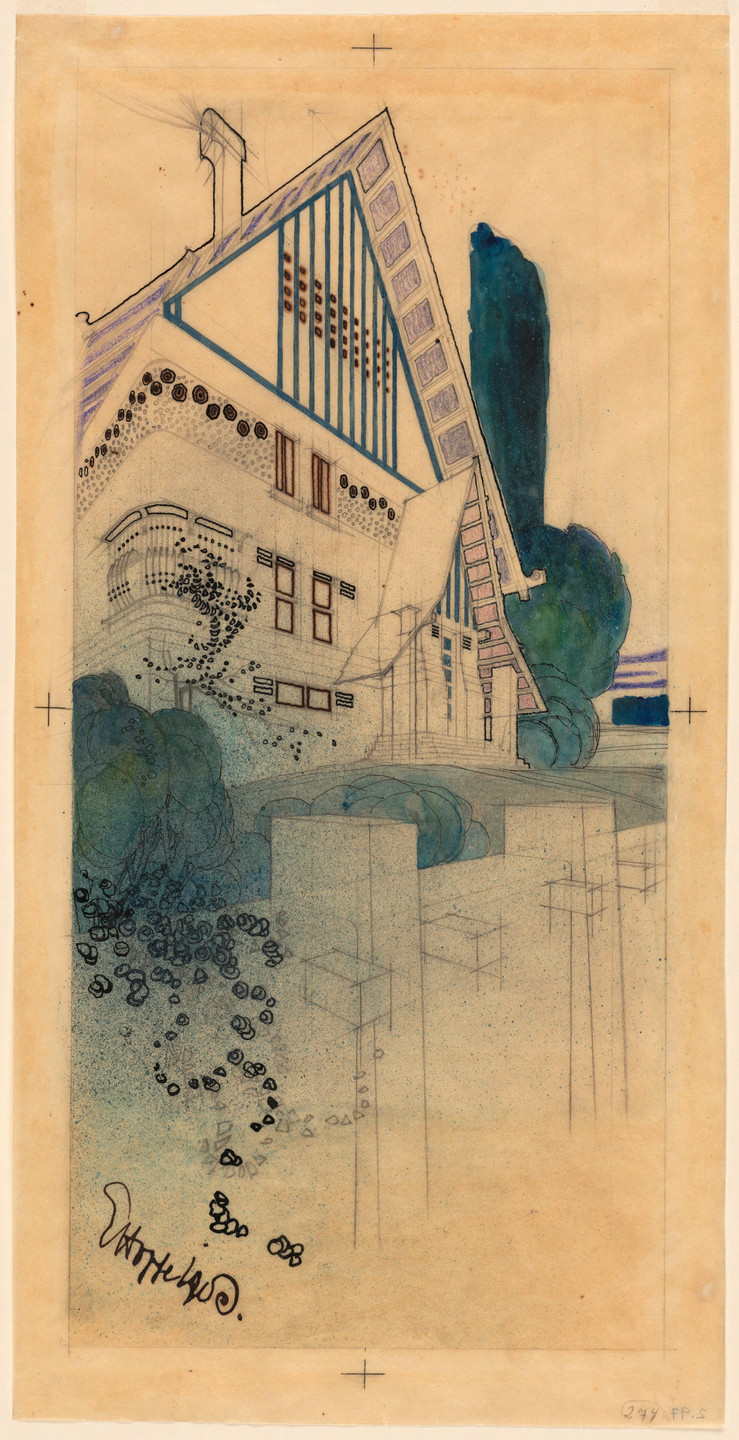 Emil Hoppe. Villa project, outside Vienna, Austria (Exterior perspective). 1903