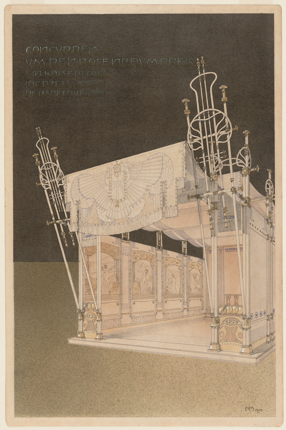 Marcel Kammerer. Royal Hunting Tent, project, Exterior perspective. 1900