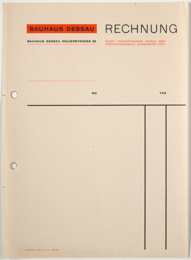 Herbert Bayer. Bauhaus Dessau stationery invoice. 1926
