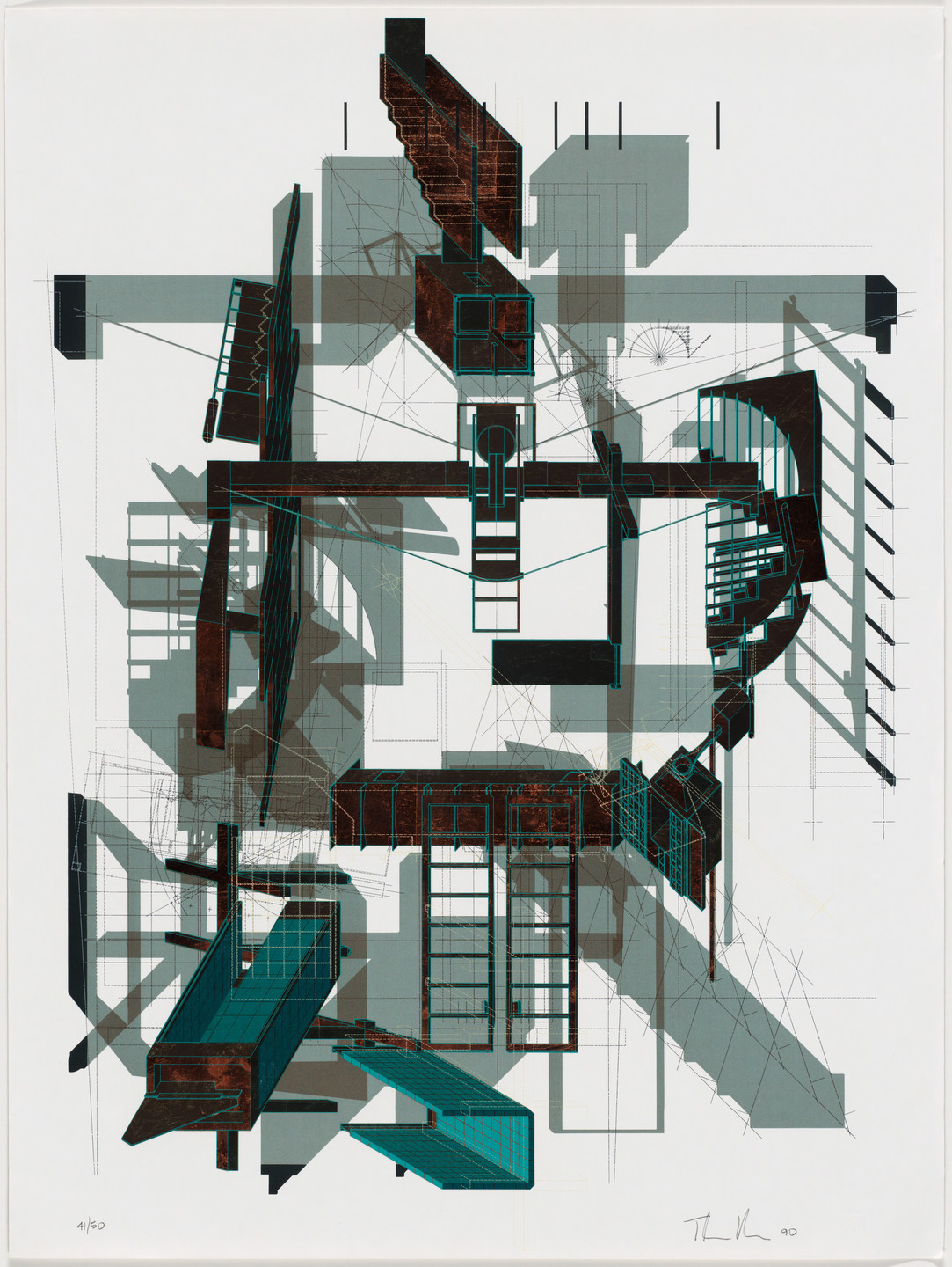 Morphosis, Santa Monica, CA, Thom Mayne, Andrew Zago. Sixth Street House project, Santa Monica, CA (Isometrics and plan). 1990