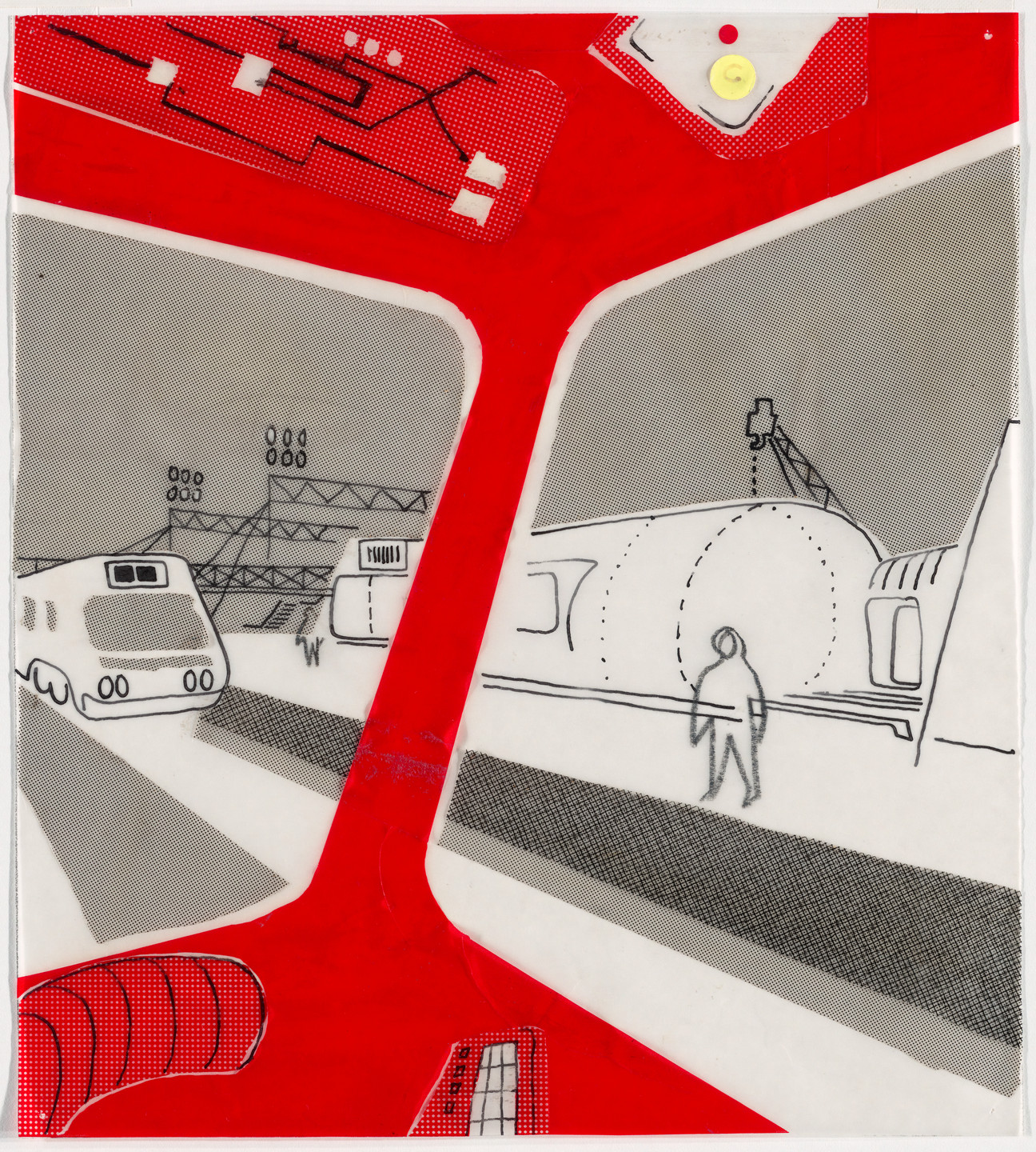Cedric Price. Potteries Thinkbelt Project, Staffordshire, England (Perspective of Mobile Teaching Machines [cover design for the October, 1966 issue of the journal Architectural Design]). 1964–1966