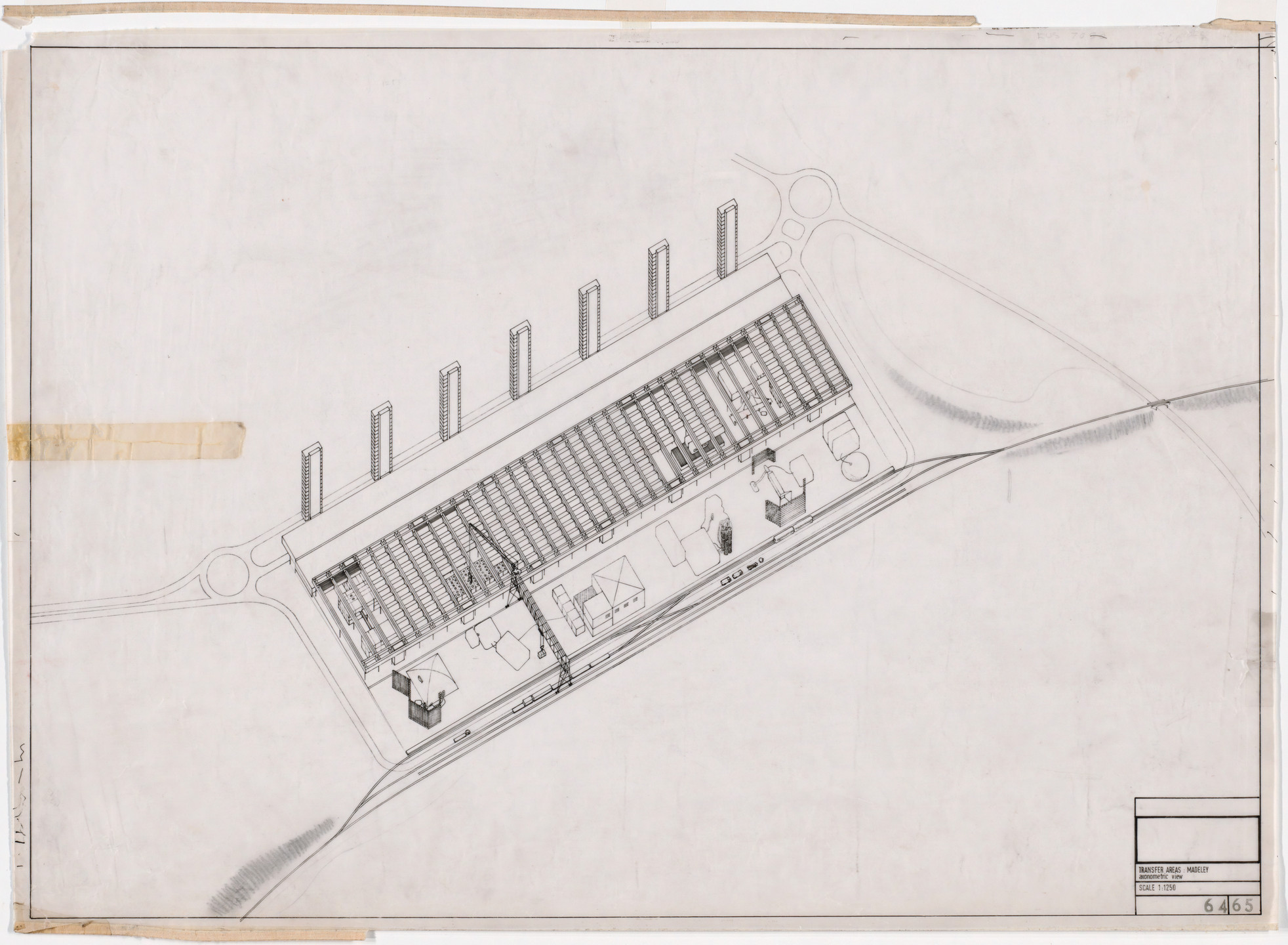 Cedric Price. Potteries Thinkbelt Project, Staffordshire, England (Axonometric of Madeley Transfer Area). 1964–1966