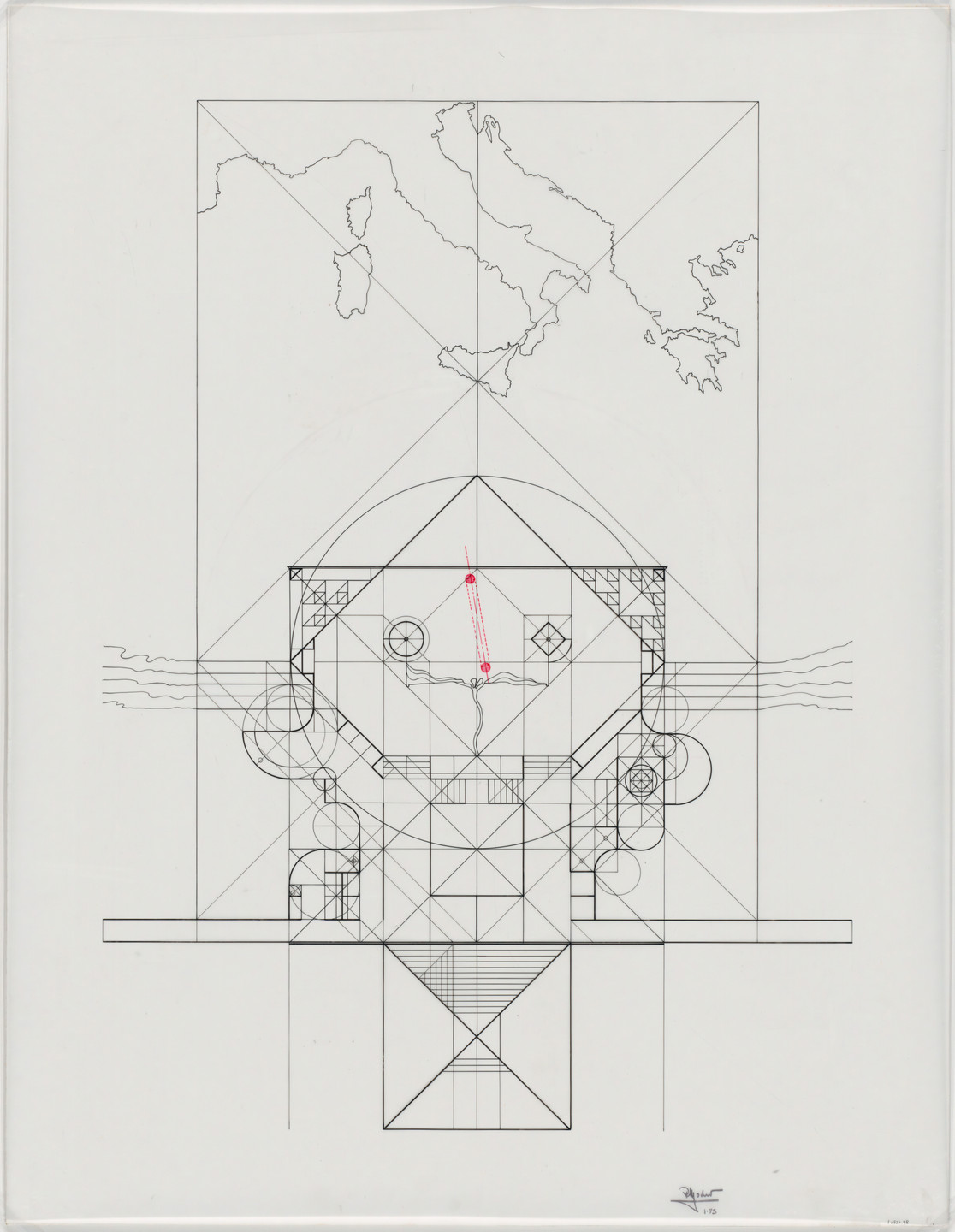 Rodolfo Machado, Jorge Silvetti. Fountain House, Generative Geometries, project, Plan. 1975